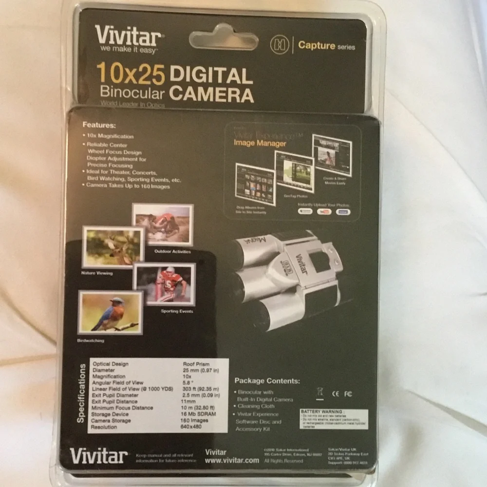 Vivitar 10x25 Digital Binocular Camera — Silver & Black